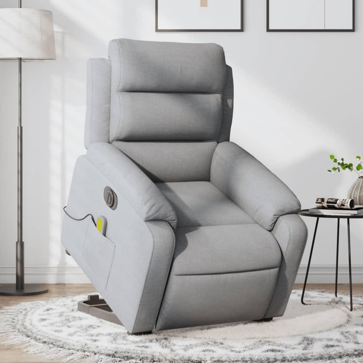 VIDAXL Fauteuil inclinable de massage electrique Gris clair Tissu
