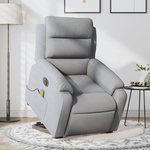 VIDAXL Fauteuil inclinable de massage electrique Gris clair Tissu