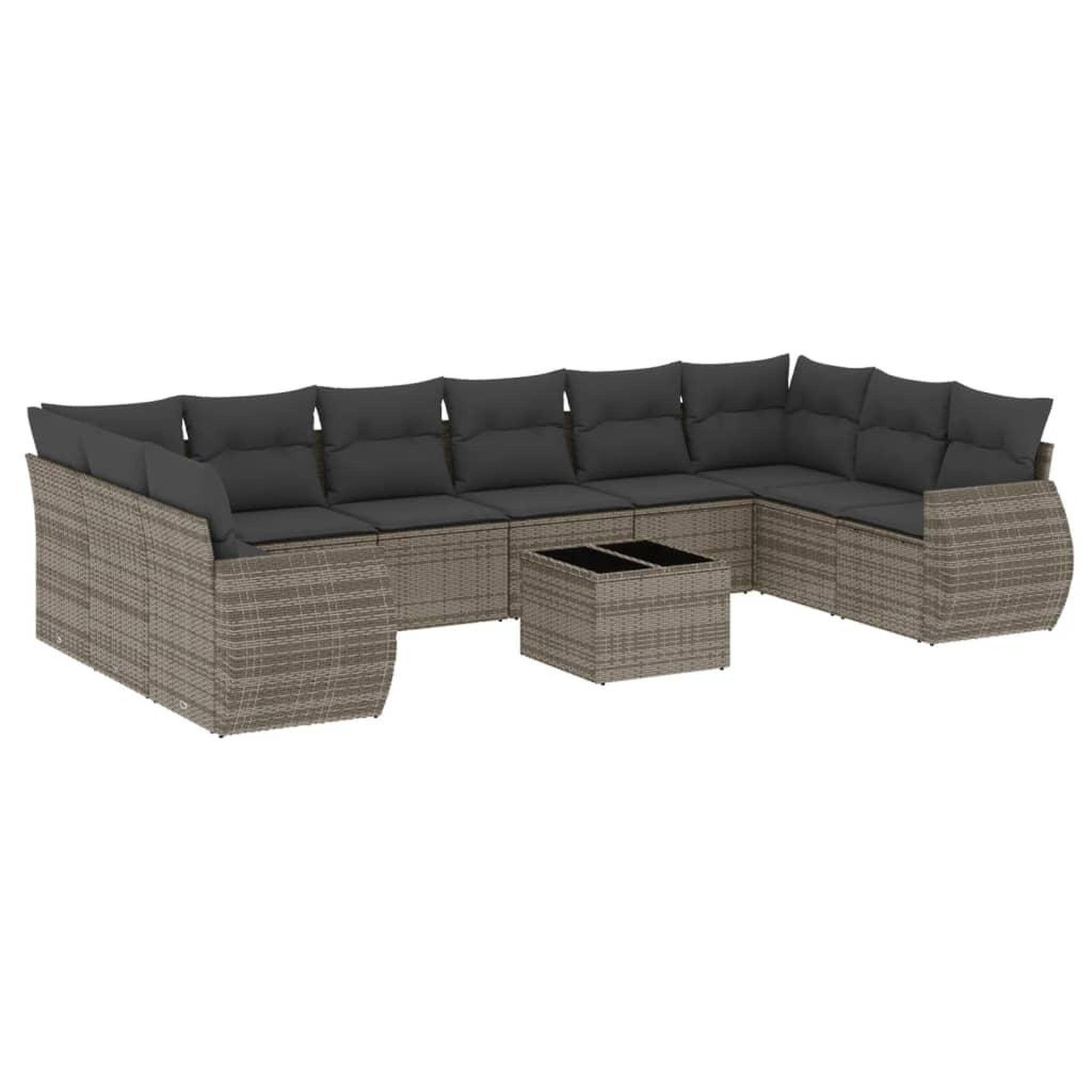 Voir la diapositive 2 : VIDAXL Salon de jardin 11 pcs avec coussins gris resine tressee
