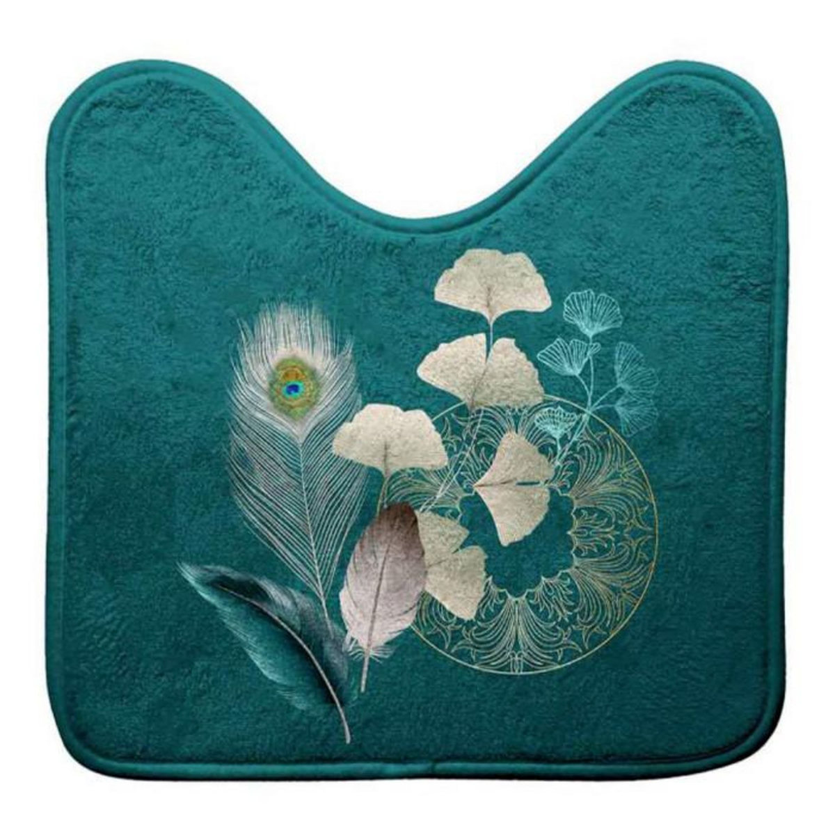 Paris Prix Tapis Contour WC Imprimé  Ginkoblue  45x45cm Vert