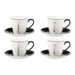Paris Prix Lot de 4 Tasses à Thé & Sous-Tasses  Après-Ski  22cl Blanc