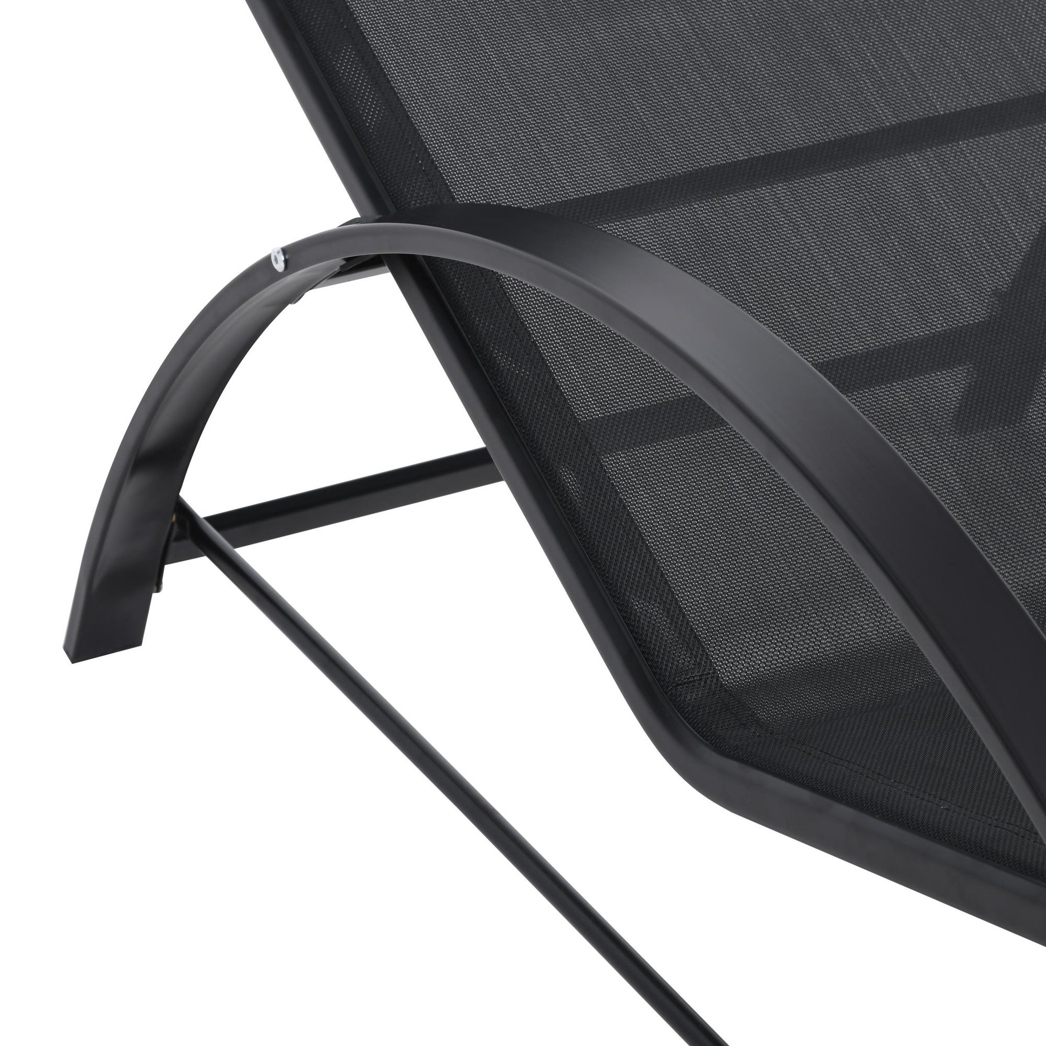 Voir la diapositive 6 : OUTSUNNY Lot de 2 bains de soleil design contemporain table basse plateau verre trempé métal époxy textilène noir