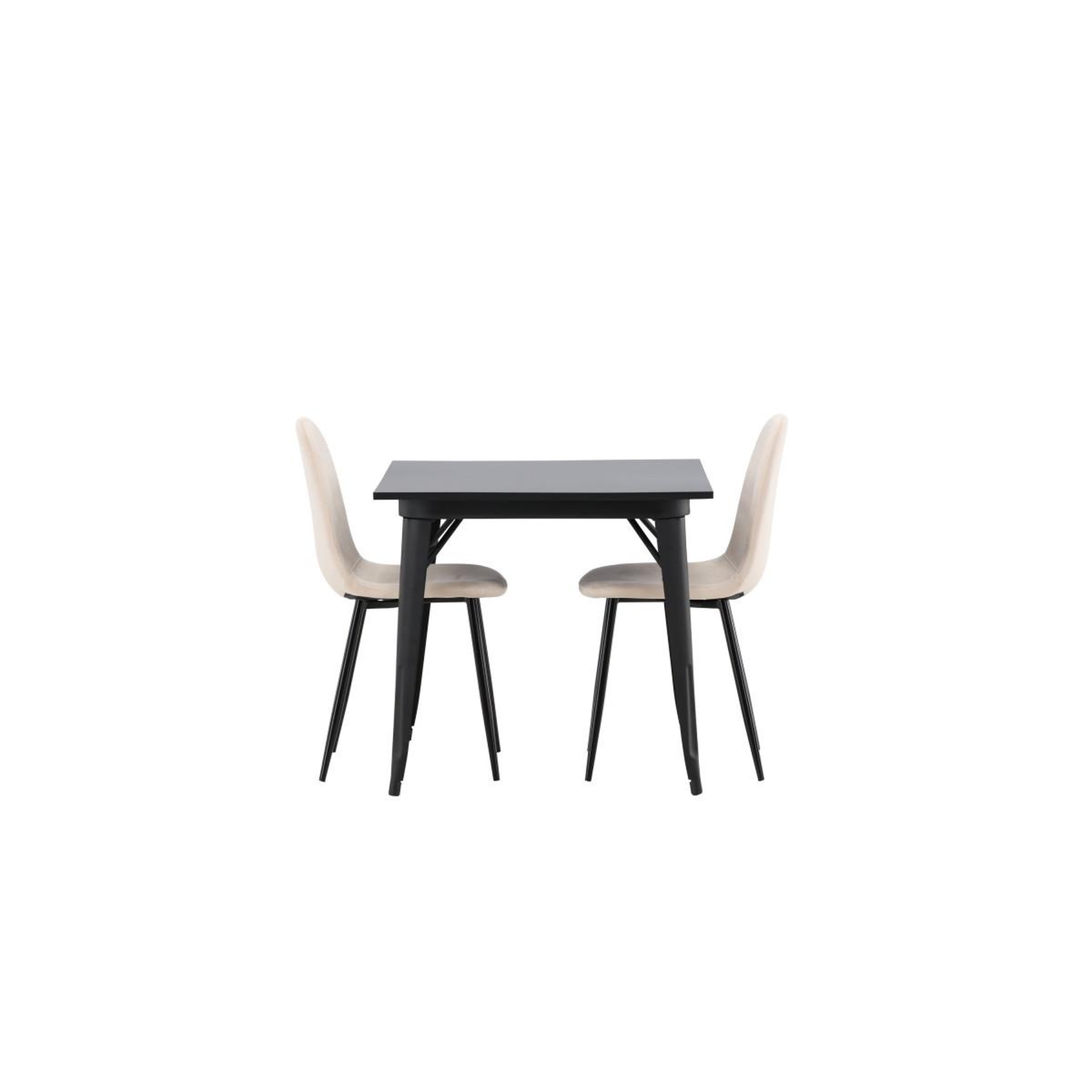 Voir la diapositive 2 : Paris Prix Ensemble table à manger & 2 chaises  tempe & polar  80cm noir & beige