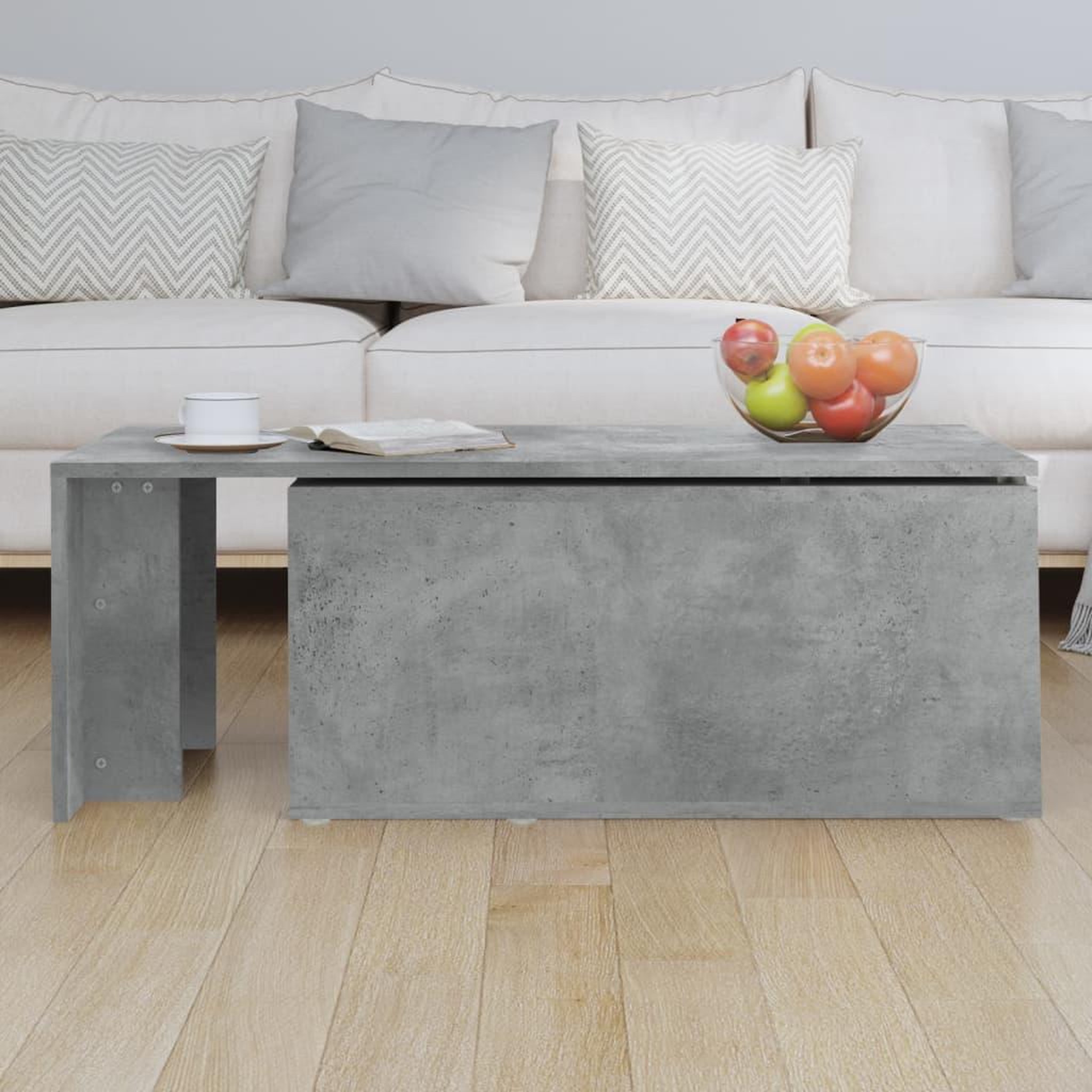 Voir la diapositive 4 : VIDAXL Table basse gris beton 150x50x35 cm bois d'ingenierie