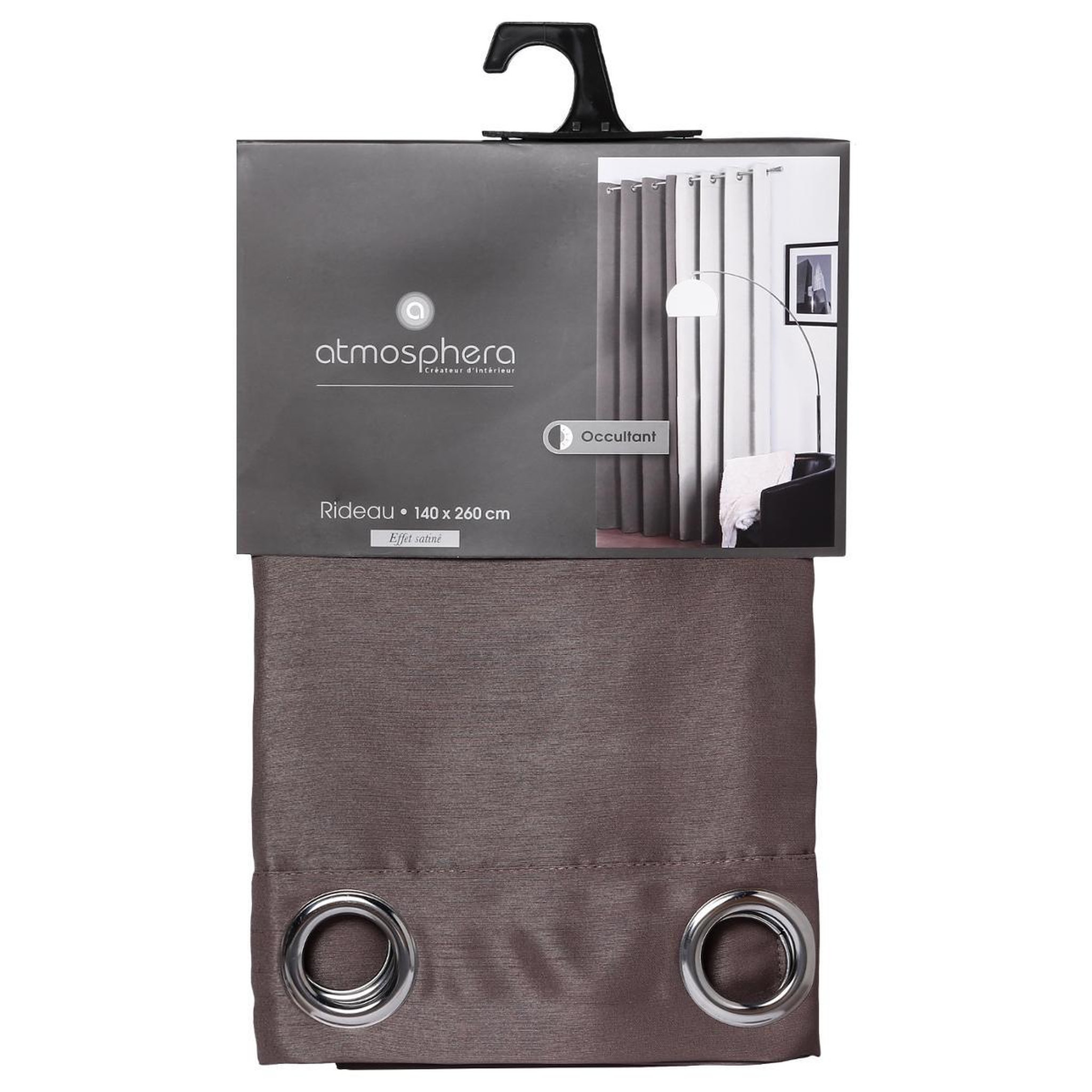 Voir la diapositive 4 : ATMOSPHERA Rideau Occultant  Satin  140x260cm Taupe