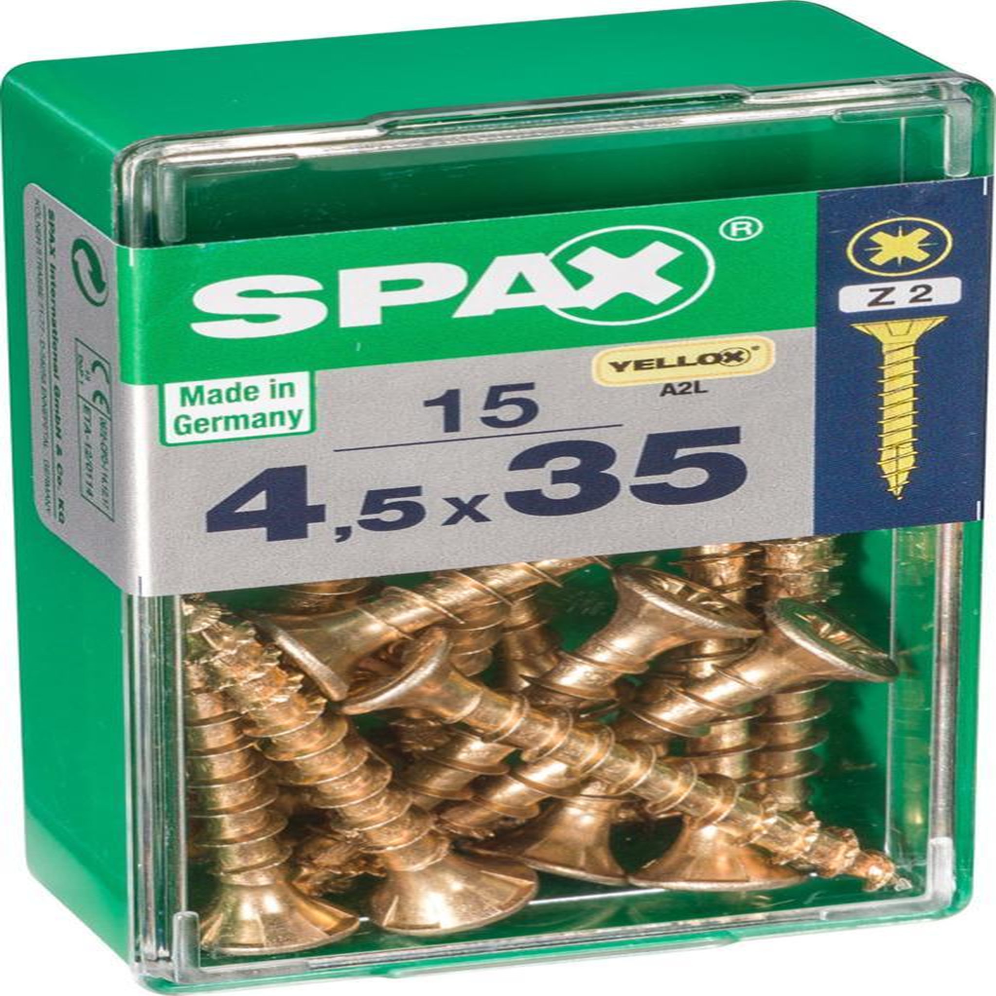 CENTRALE BRICO Lot de 15 vis acier tête fraisée pozidriv SPAX, Diam.4.5 mm x L.35 mm