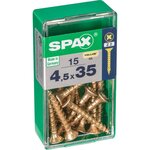 CENTRALE BRICO Lot de 15 vis acier tête fraisée pozidriv SPAX, Diam.4.5 mm x L.35 mm