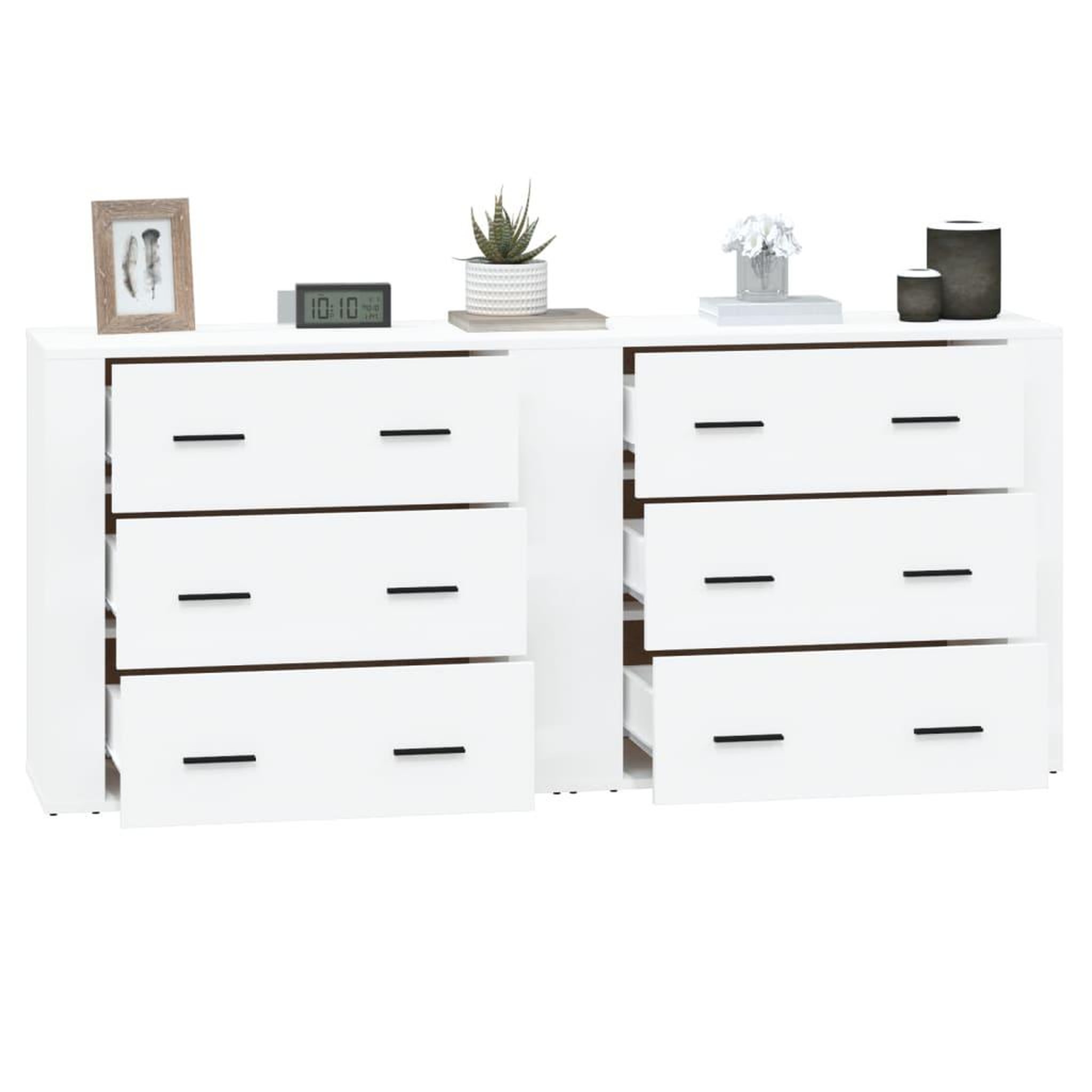 Voir la diapositive 5 : VIDAXL Buffets 2 pcs blanc bois d'ingenierie