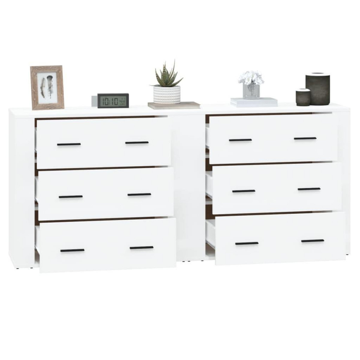 VIDAXL Buffets 2 pcs blanc bois d'ingenierie
