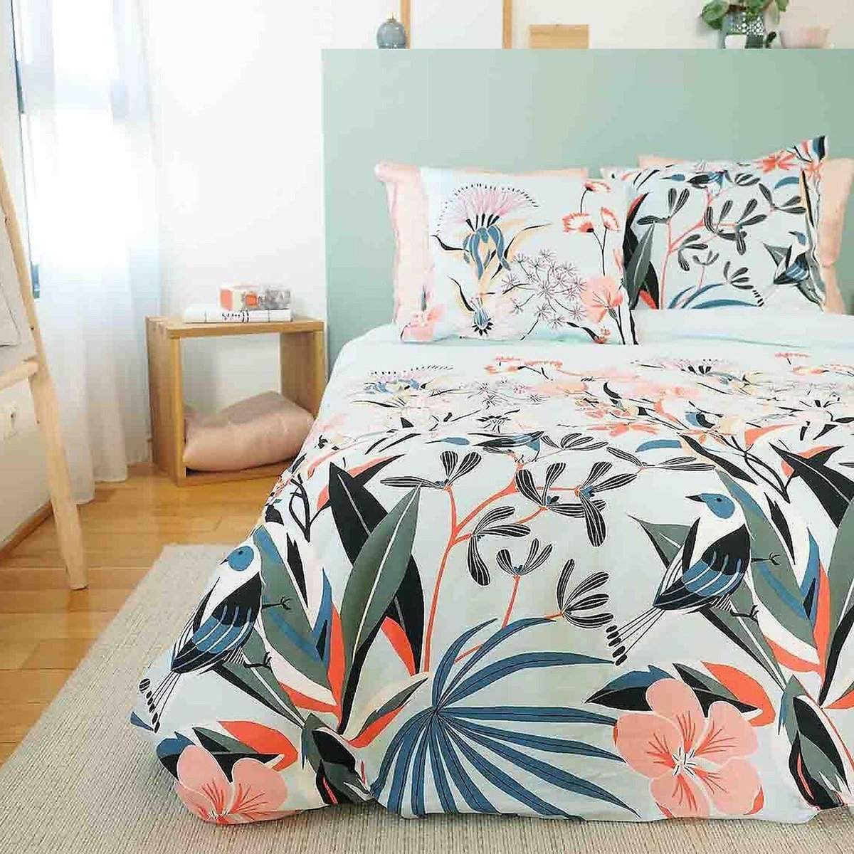Home collection Parure housse de couette 100% satin de coton bio 78fils paya