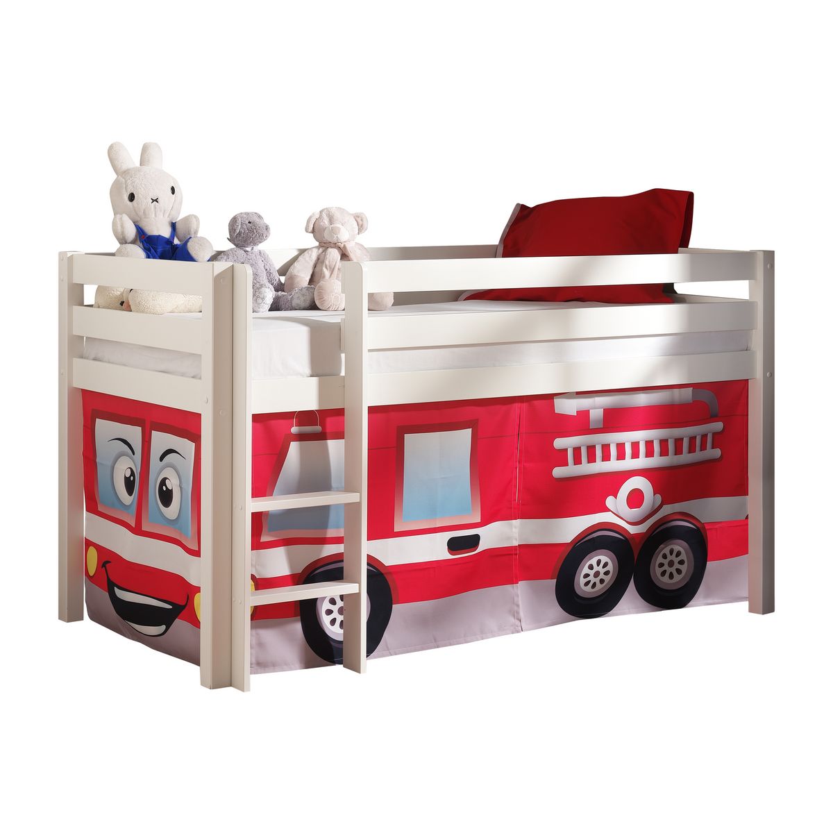 Lit mi-hauteur en pin Blanc WOODY, 9 modèles