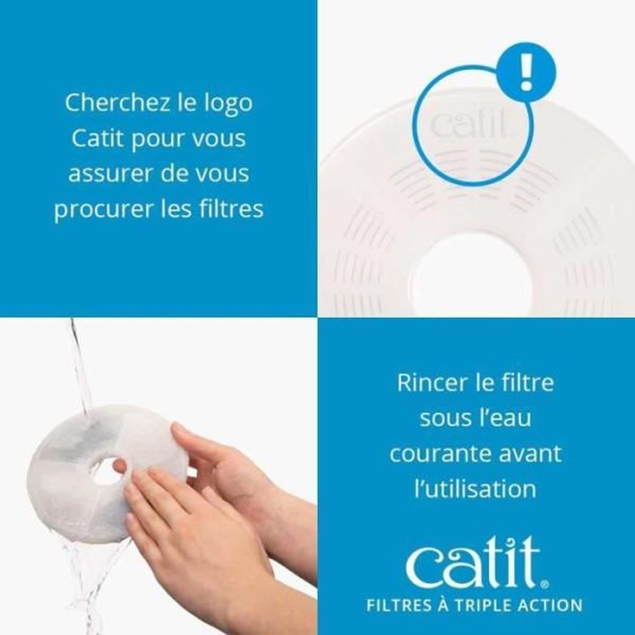 Voir la diapositive 3 : MARKET24 Filtre - Catit - Triple Action - Pack de 12 - Eau propre - Prévention maladies urinaires