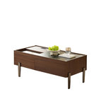 MERAX Table basse rectangulaire marron avec 2 tiroirs - 50x105 cm mdf