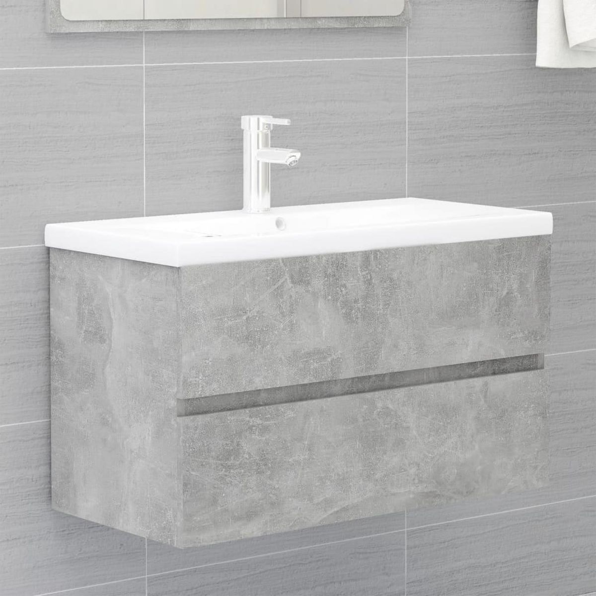VIDAXL Meubles de salle de bain gris beton bois d'ingenierie