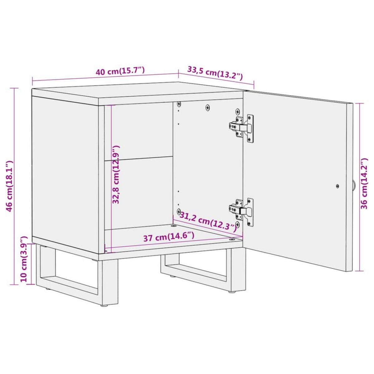 VIDAXL Table de chevet marron et noir bois de manguier solide