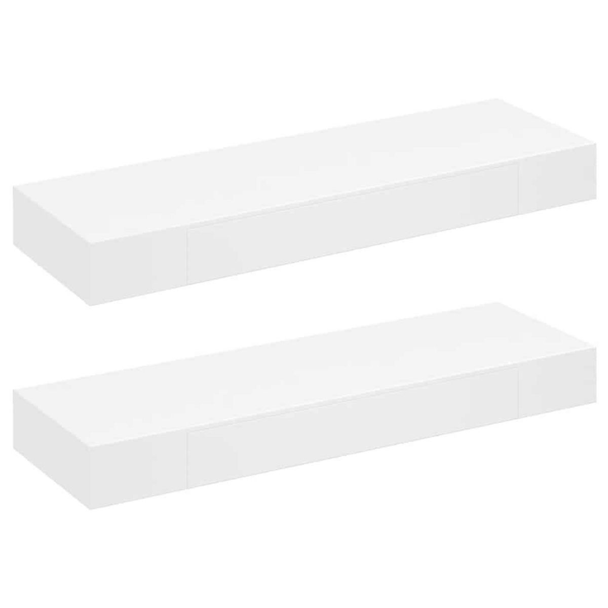 VIDAXL Etageres murales avec tiroirs 2 pcs Blanc 80 cm
