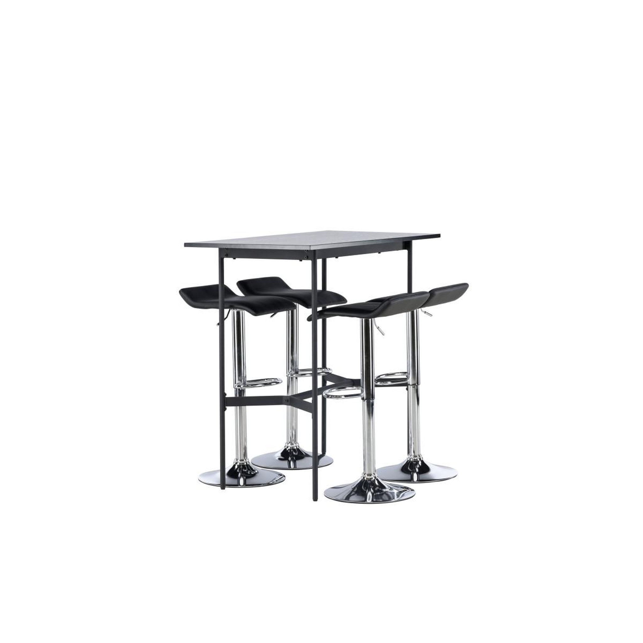 Voir la diapositive 4 : Paris Prix Ensemble Table de Bar & 4 Tabourets  Rax & Jonna  120cm Noir