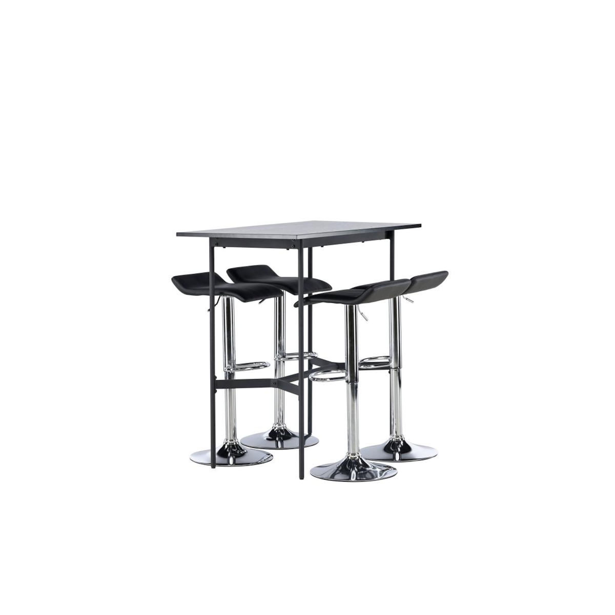 Paris Prix Ensemble Table de Bar & 4 Tabourets  Rax & Jonna  120cm Noir