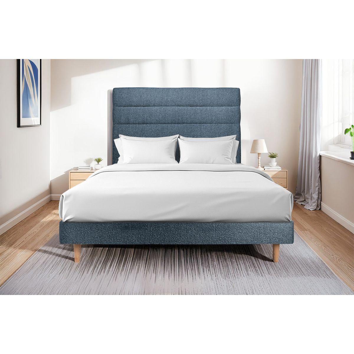 Sommeil de Plomb Lit avec tête de lit lignes bouclette et sommier kit- Hauteur totale : 29cm