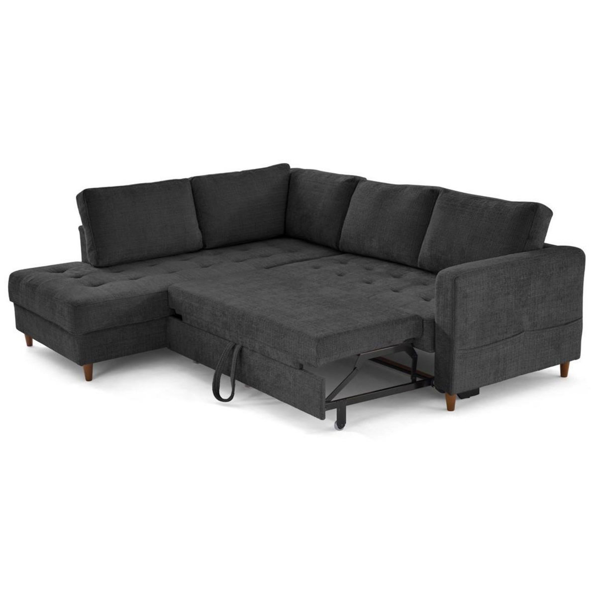 LISA DESIGN Anna - canapé d'angle gauche 5 places convertible en velours texturé