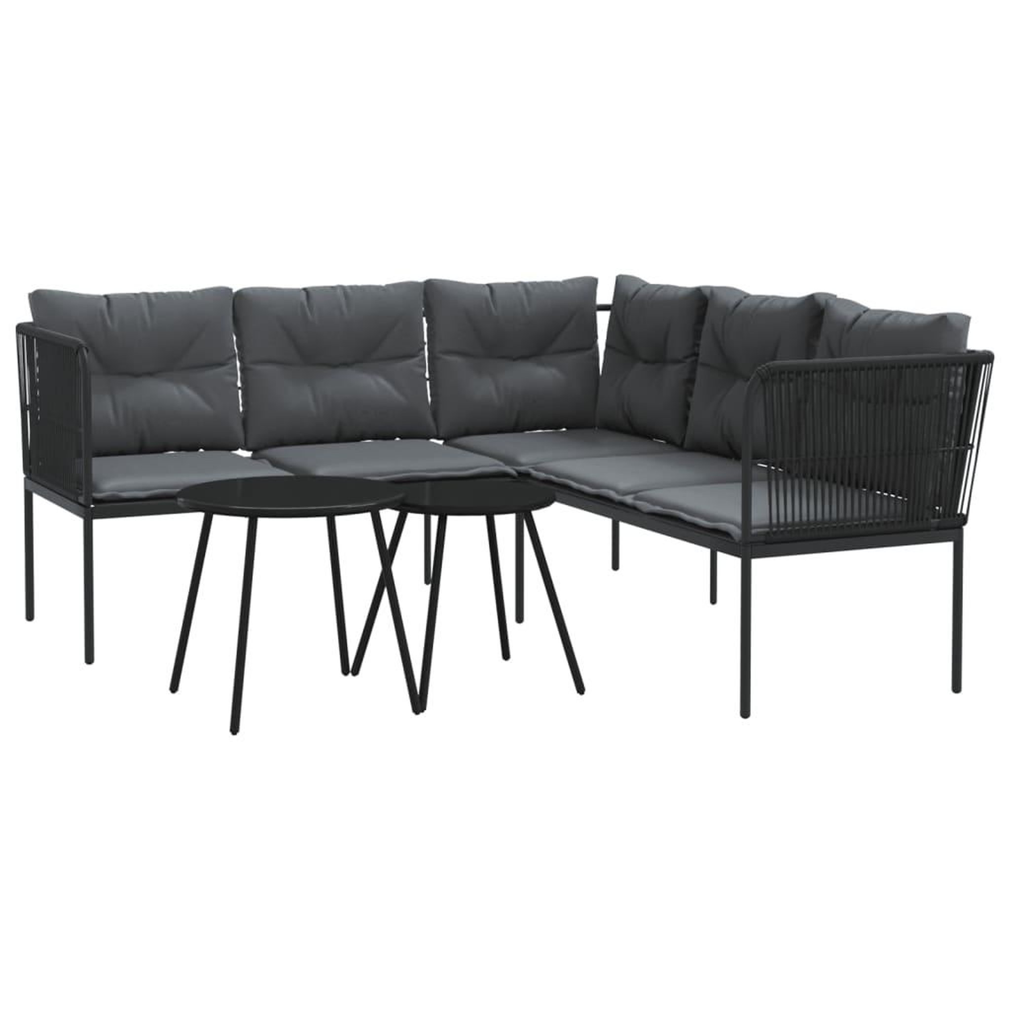 Voir la diapositive 2 : VIDAXL Ensemble de canapes de jardin et coussins noir acier textilene