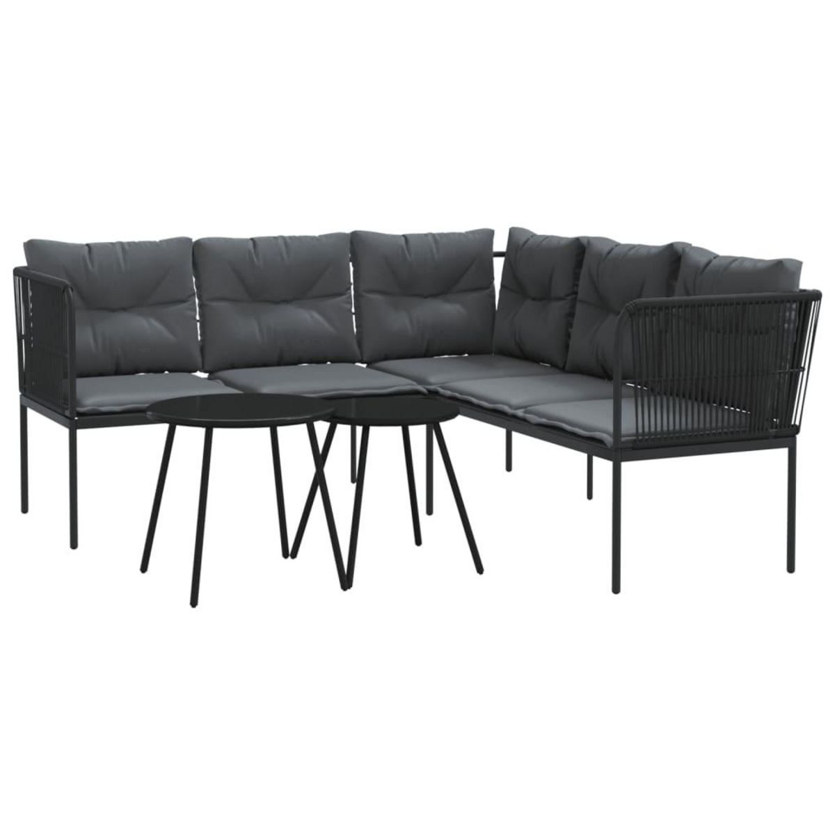 VIDAXL Ensemble de canapes de jardin et coussins noir acier textilene