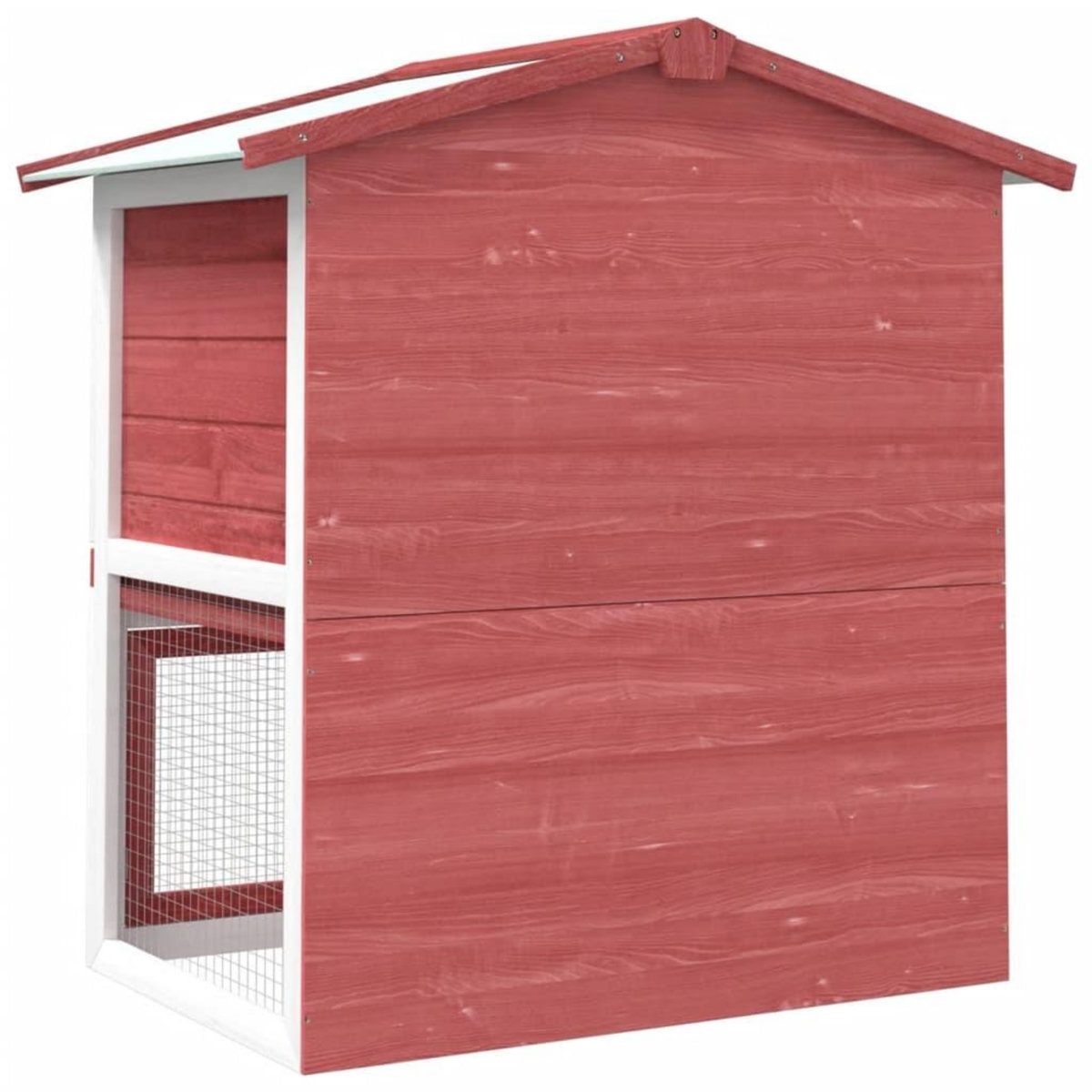 VIDAXL Clapier d'exterieur 3 portes Rouge Bois