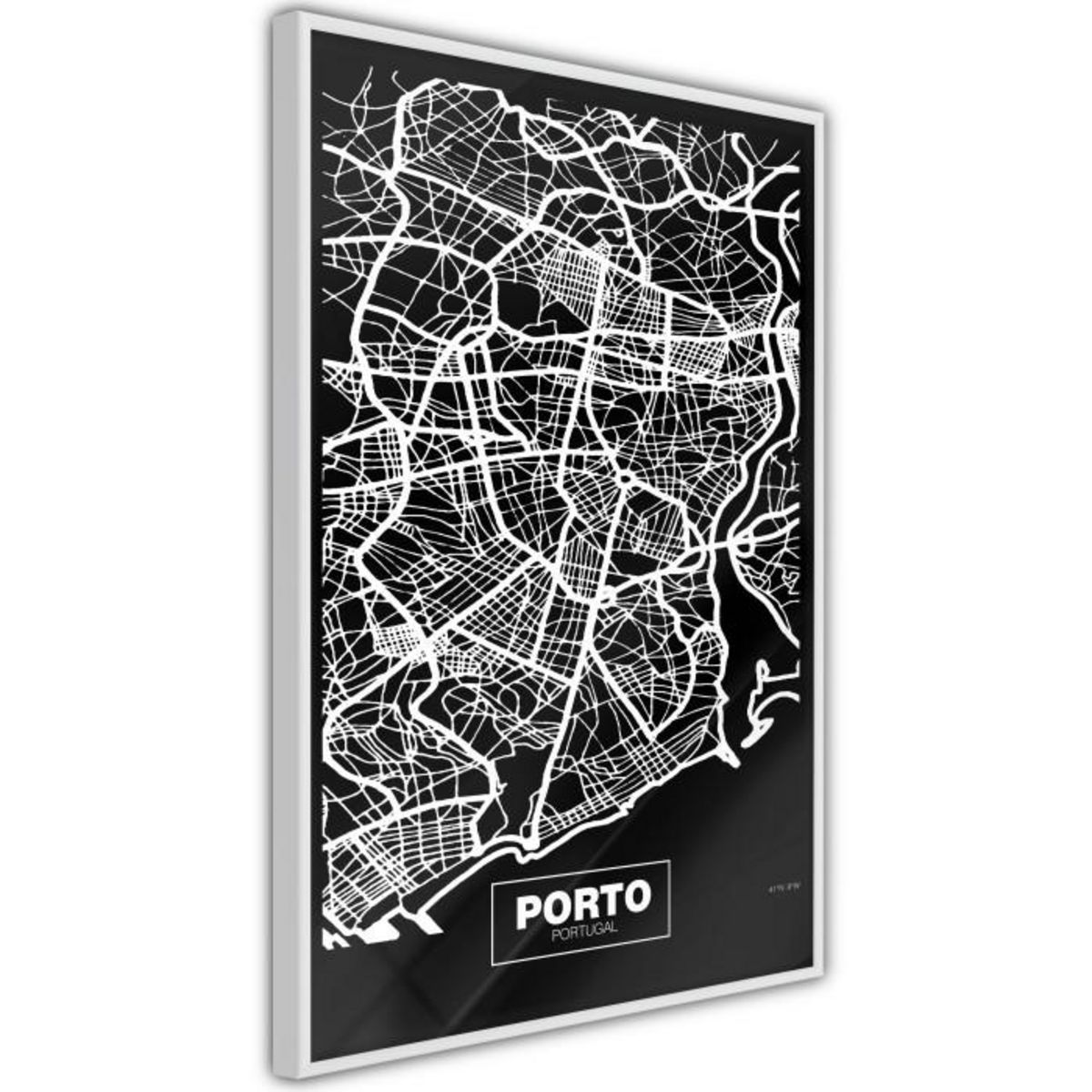 Paris Prix Affiche Murale Encadrée  City Map Porto Dark