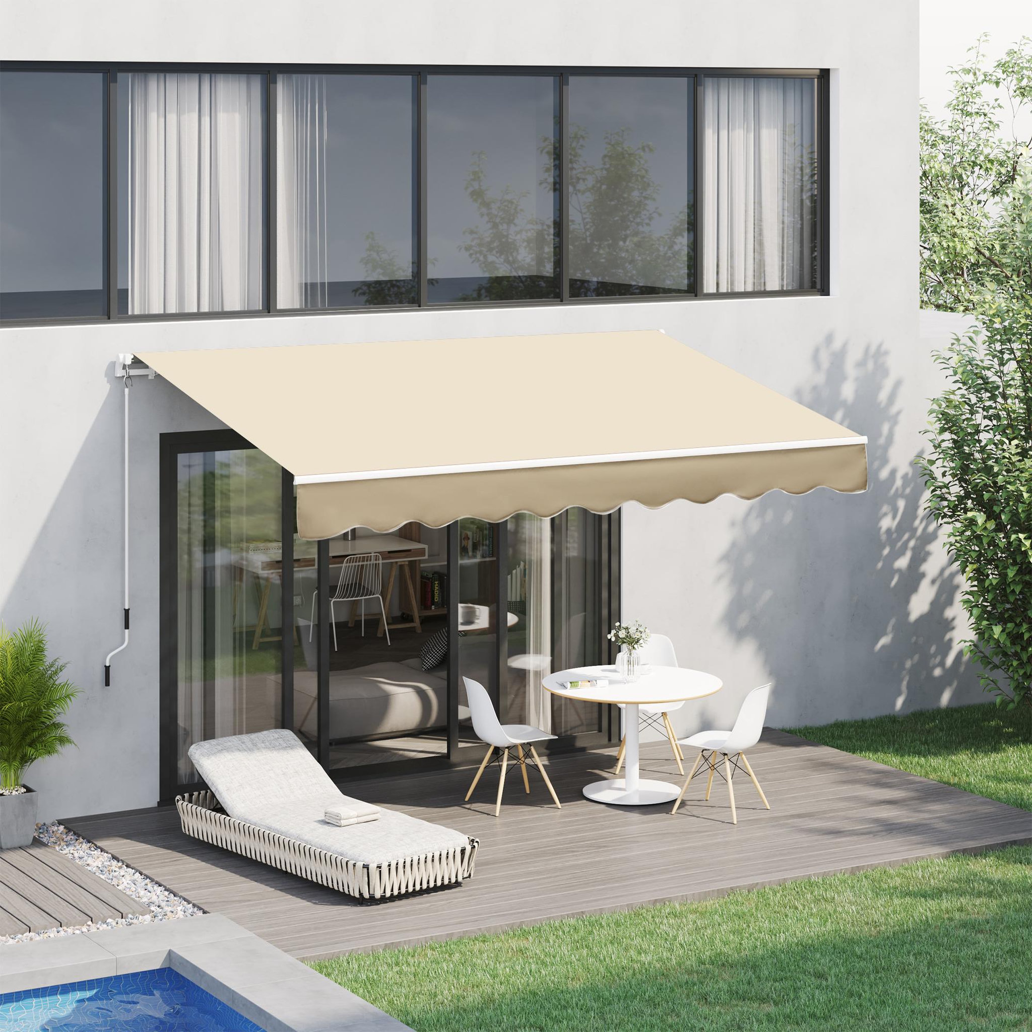 Voir la diapositive 4 : OUTSUNNY Store banne manuel rétractable aluminium polyester imperméabilisé 3L x 2,5l m beige