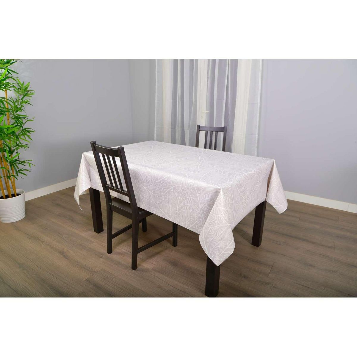 HABITABLE Nappe en toile cirée rectangulaire Eloa - 140 x 250 cm - Ecru