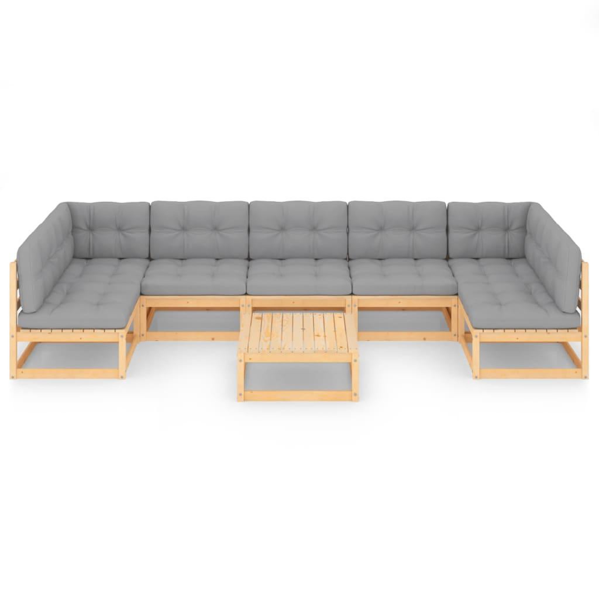 Voir la diapositive 3 : VIDAXL Salon de jardin 8 pcs avec coussins Bois de pin massif