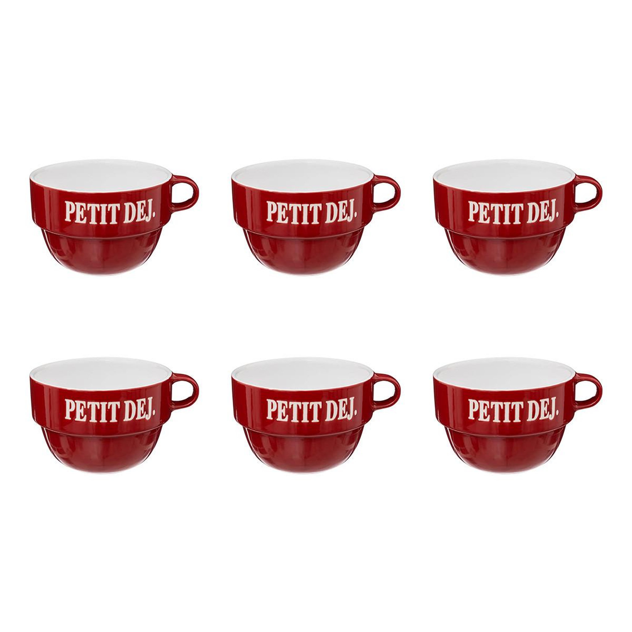 SECRET DE GOURMET Lot de 6 tasses en faïence  coloroma  62cl rouge