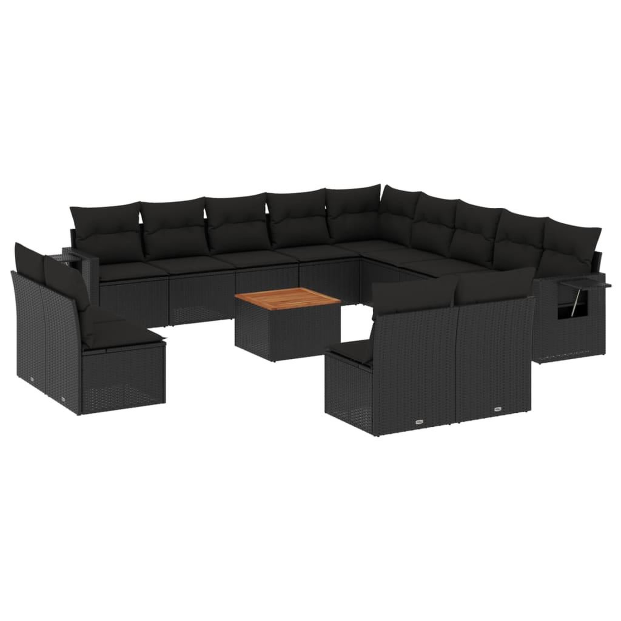 Voir la diapositive 2 : VIDAXL Salon de jardin avec coussins 14 pcs noir resine tressee