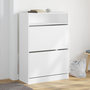 Voir la diapositive 1 : VIDAXL Armoire a chaussures 2 tiroirs rabattables blanc 80x34x116 cm