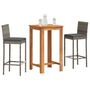 Voir la diapositive 1 : VIDAXL Ensemble de bar de jardin 3 pcs gris bois massif acacia rotin