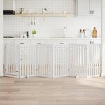 VIDAXL Barriere pour chiens et porte 6 panneaux blanc bois de peuplier