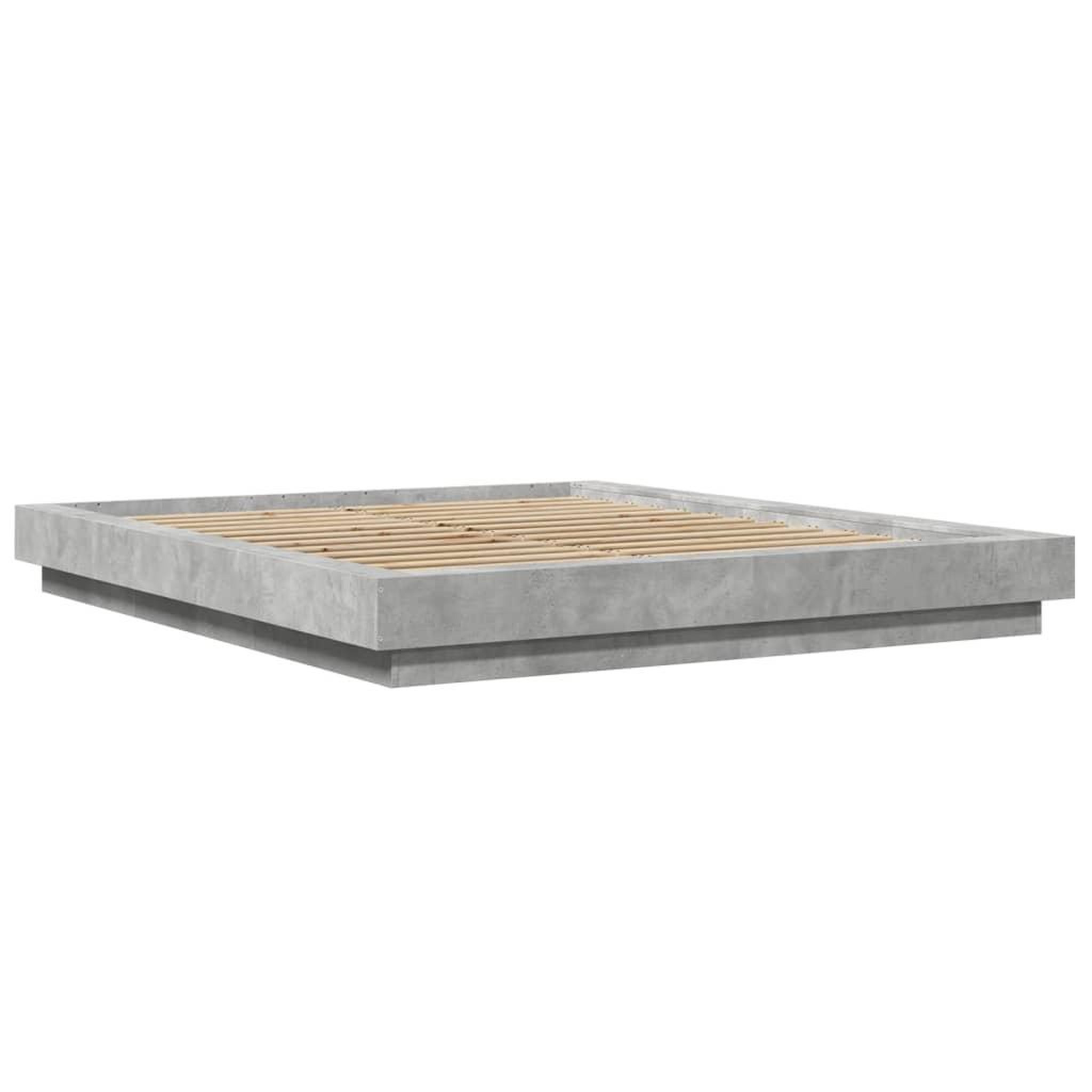 Voir la diapositive 3 : VIDAXL Cadre de lit et lumieres LED sans matelas gris beton 150x200 cm