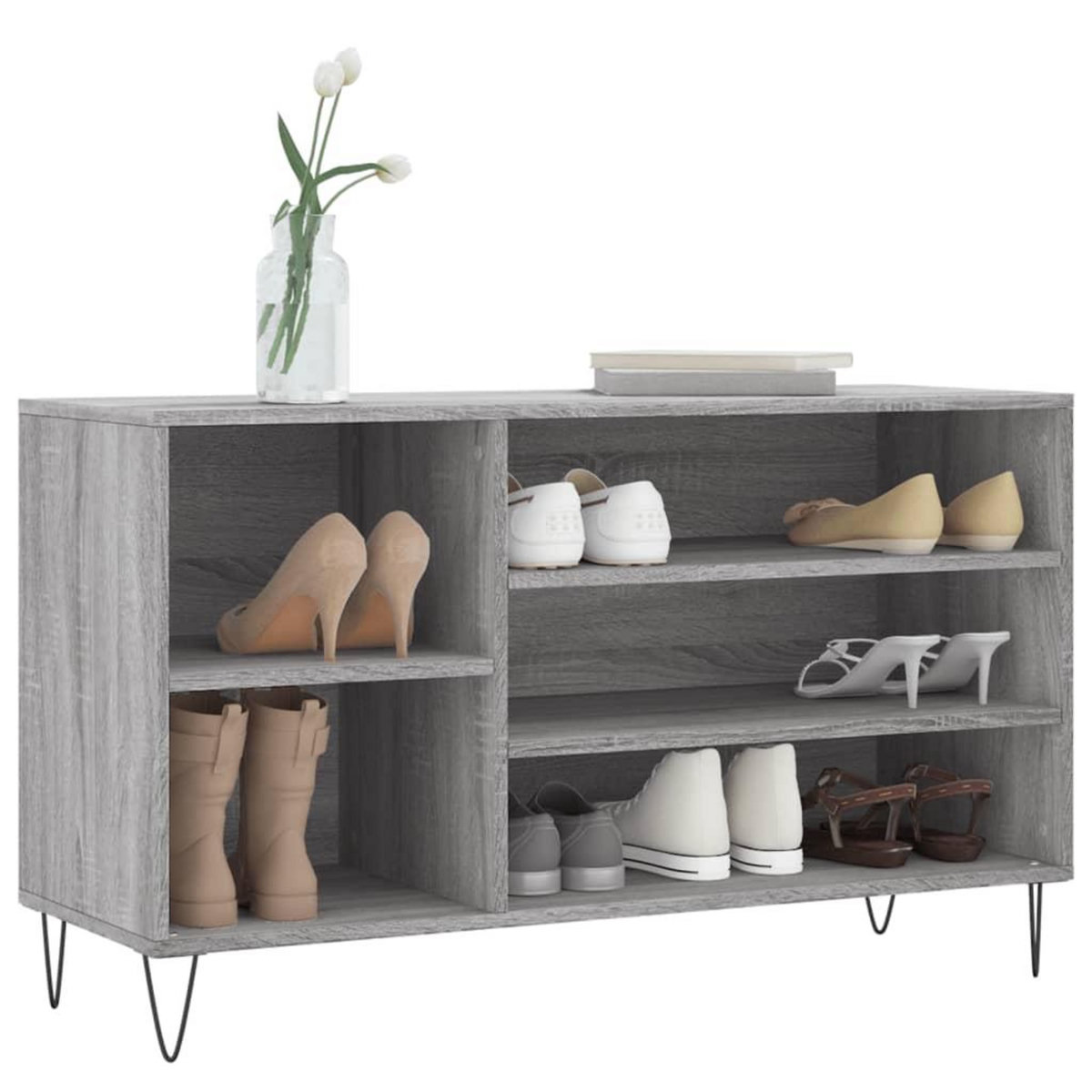 VIDAXL Armoire a chaussures Sonoma gris 102x36x60 cm Bois d'ingenierie