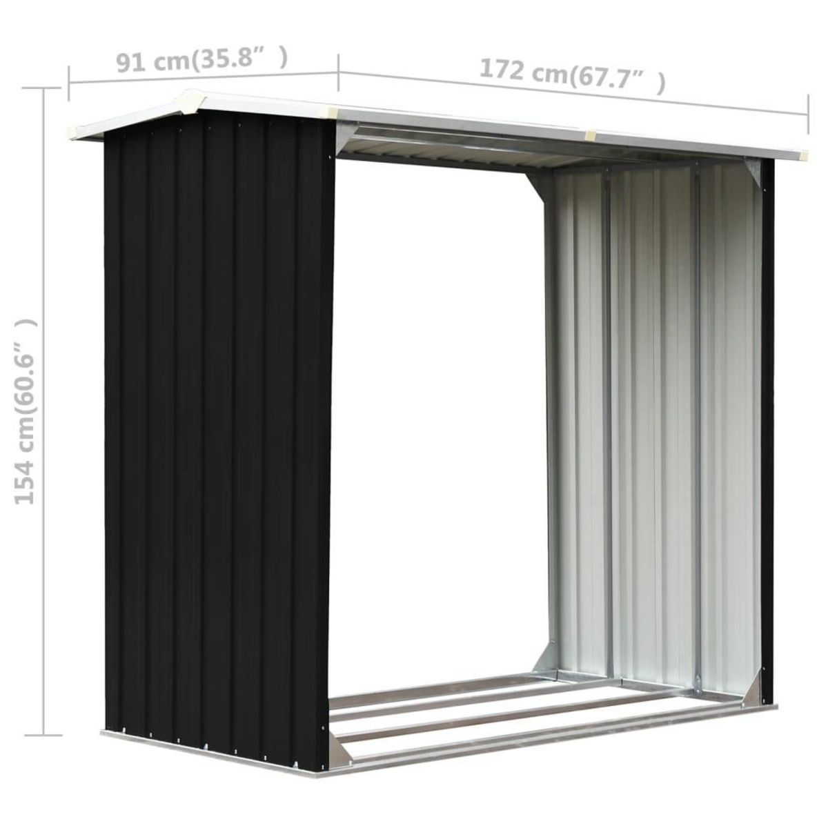 VIDAXL Abri de stockage a bois Acier galvanise 172x91x154cm Anthracite