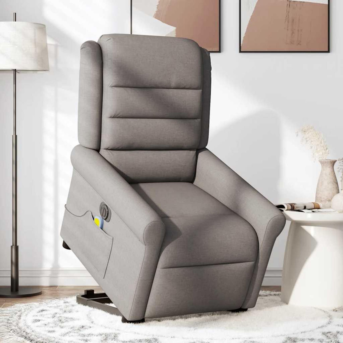 VIDAXL Fauteuil inclinable de massage electrique Taupe Tissu
