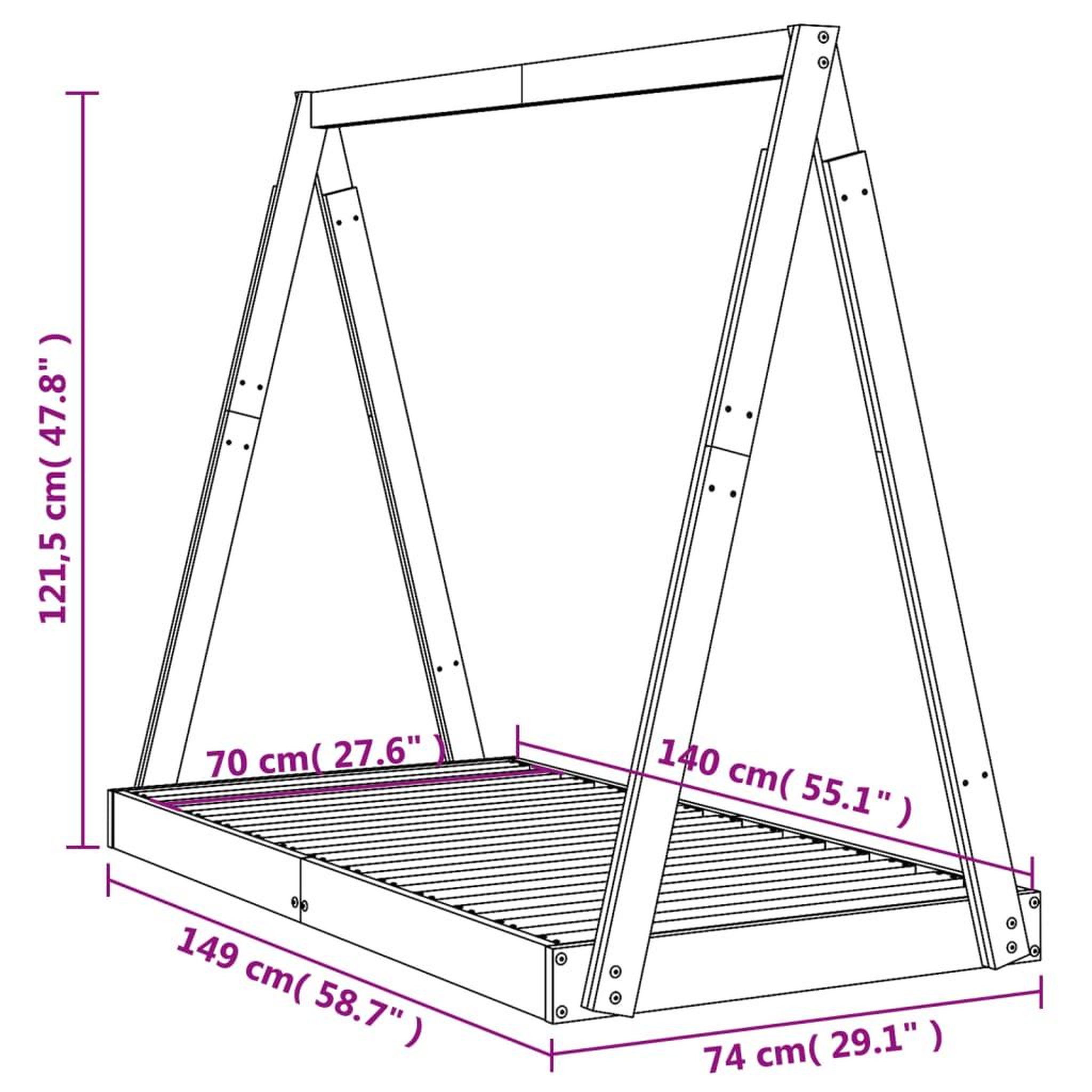 Voir la diapositive 6 : VIDAXL Cadre de lit pour enfant blanc 70x140 cm bois de pin massif