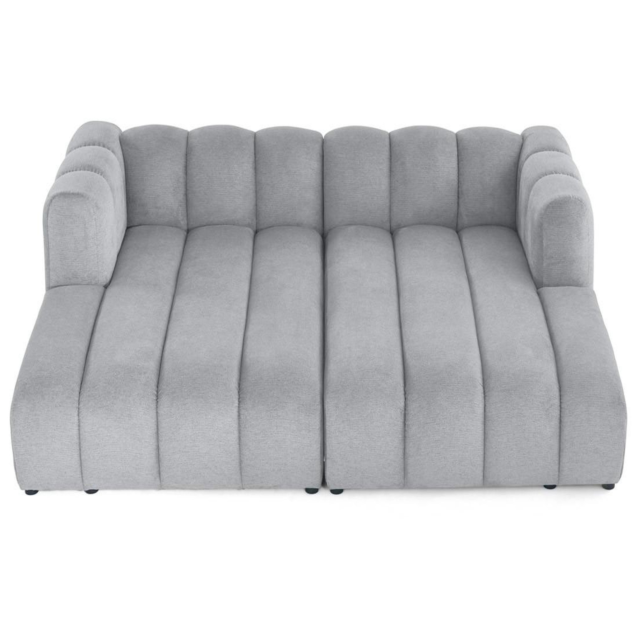 Voir la diapositive 4 : LISA DESIGN Debbie - canapé modulable droit 3 places avec double méridienne - assise profonde - en tissu texturé
