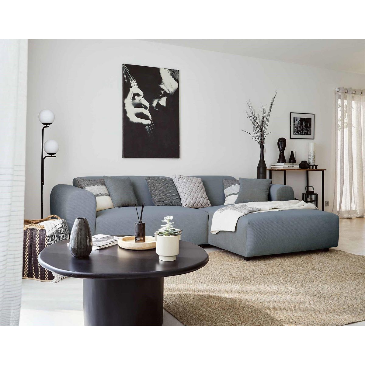 LISA DESIGN Aumance - canapé d'angle droit 4 places - en velours côtelé