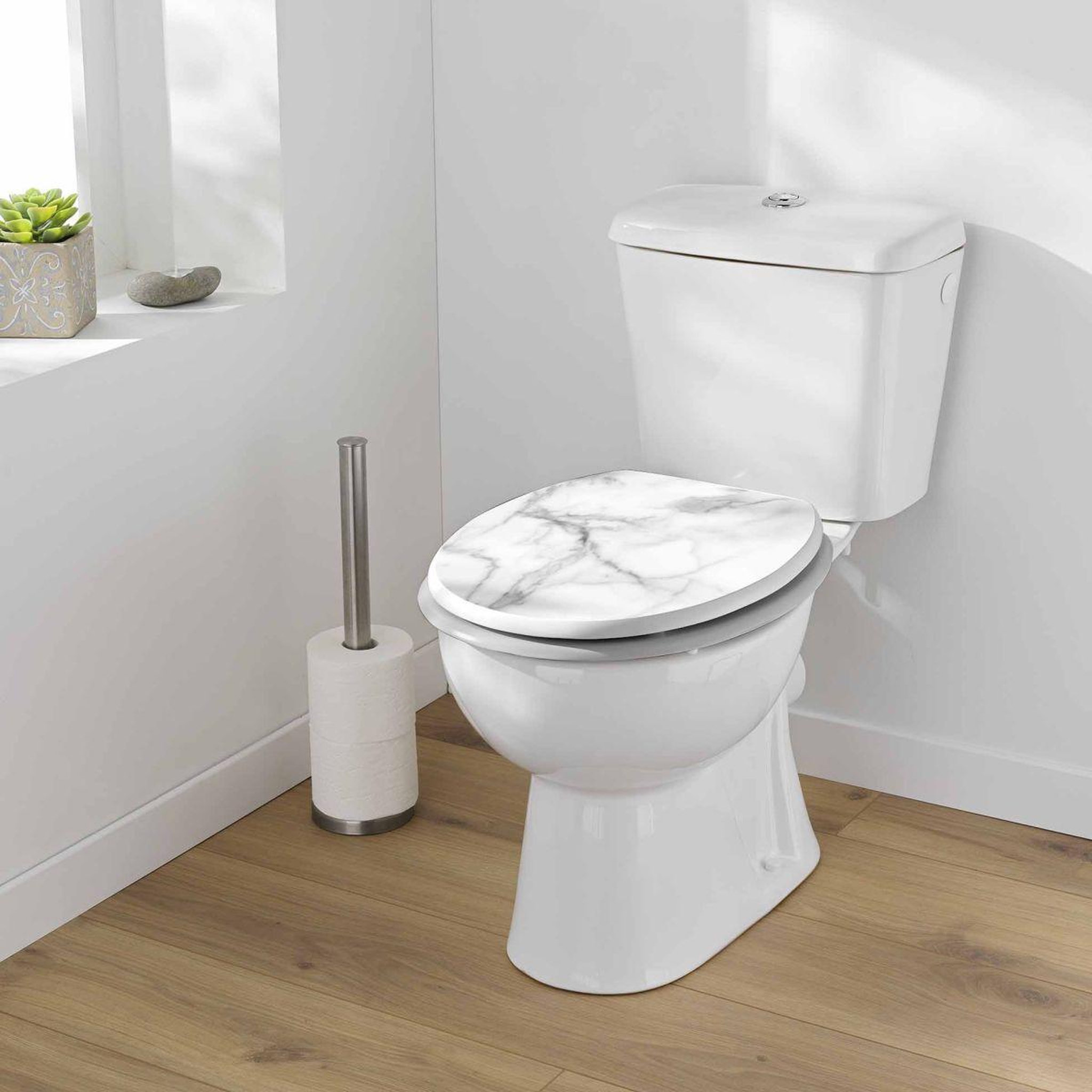 Voir la diapositive 5 : Douceur d'Intérieur Abattant wc imprimé  effet marbre  46cm blanc