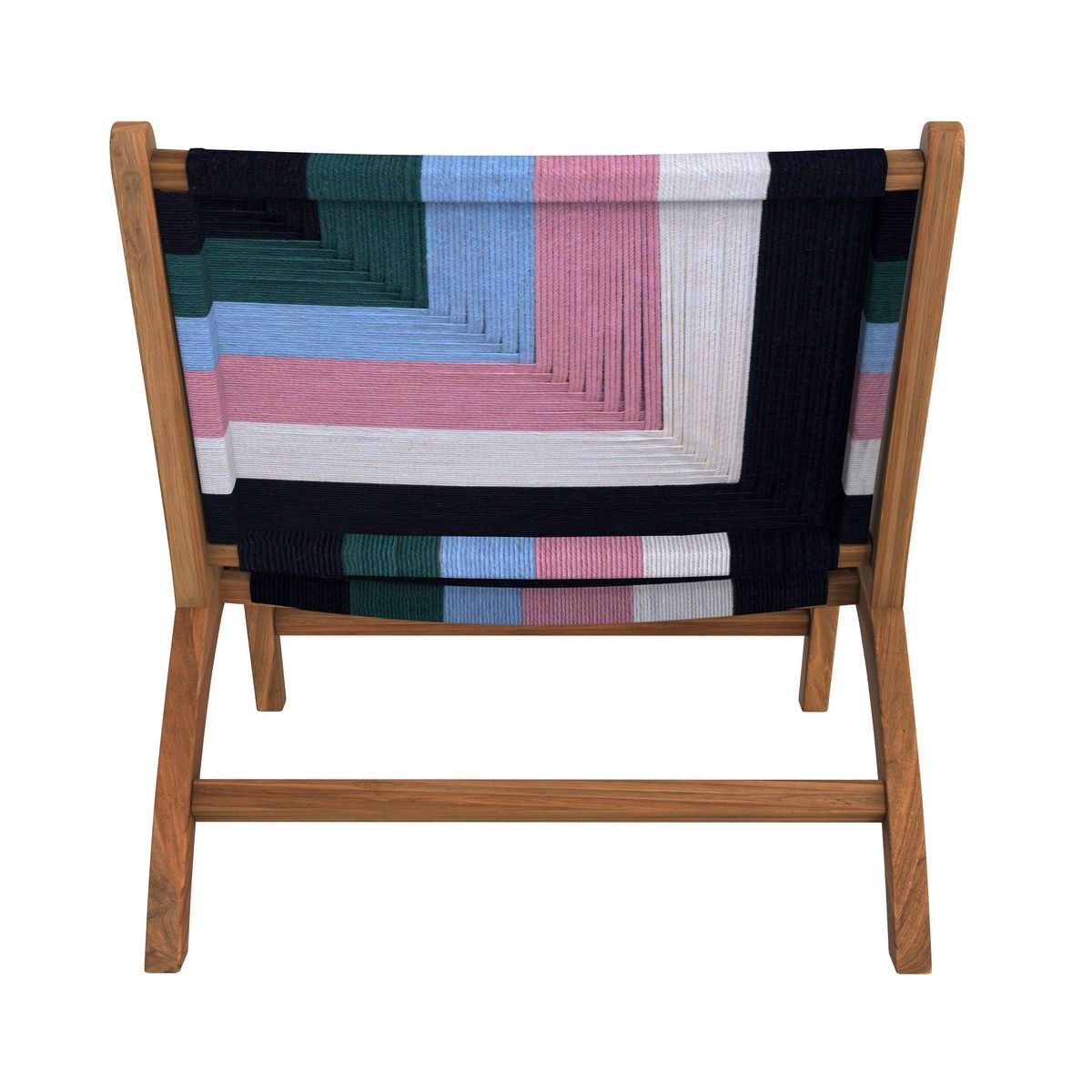 Rendez vous déco Fauteuil noir et blanc en bois de teck et laine tressée - Callie