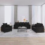 VIDAXL Ensemble de canapes 3 pcs avec coussins Noir Velours