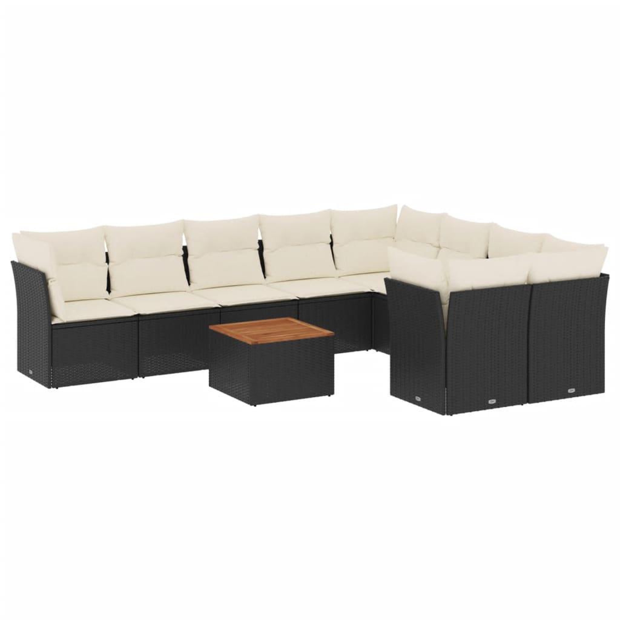 Voir la diapositive 2 : VIDAXL Salon de jardin 10 pcs avec coussins noir resine tressee