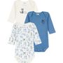 Voir la diapositive 1 : PETIT BATEAU Lot de 3 bodies manches longues chiens bébé garçon