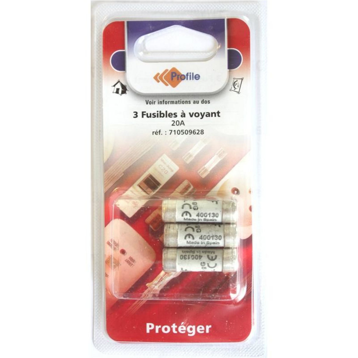 Profile 3 fusibles à voyant 10.3x31.5mm - 20A