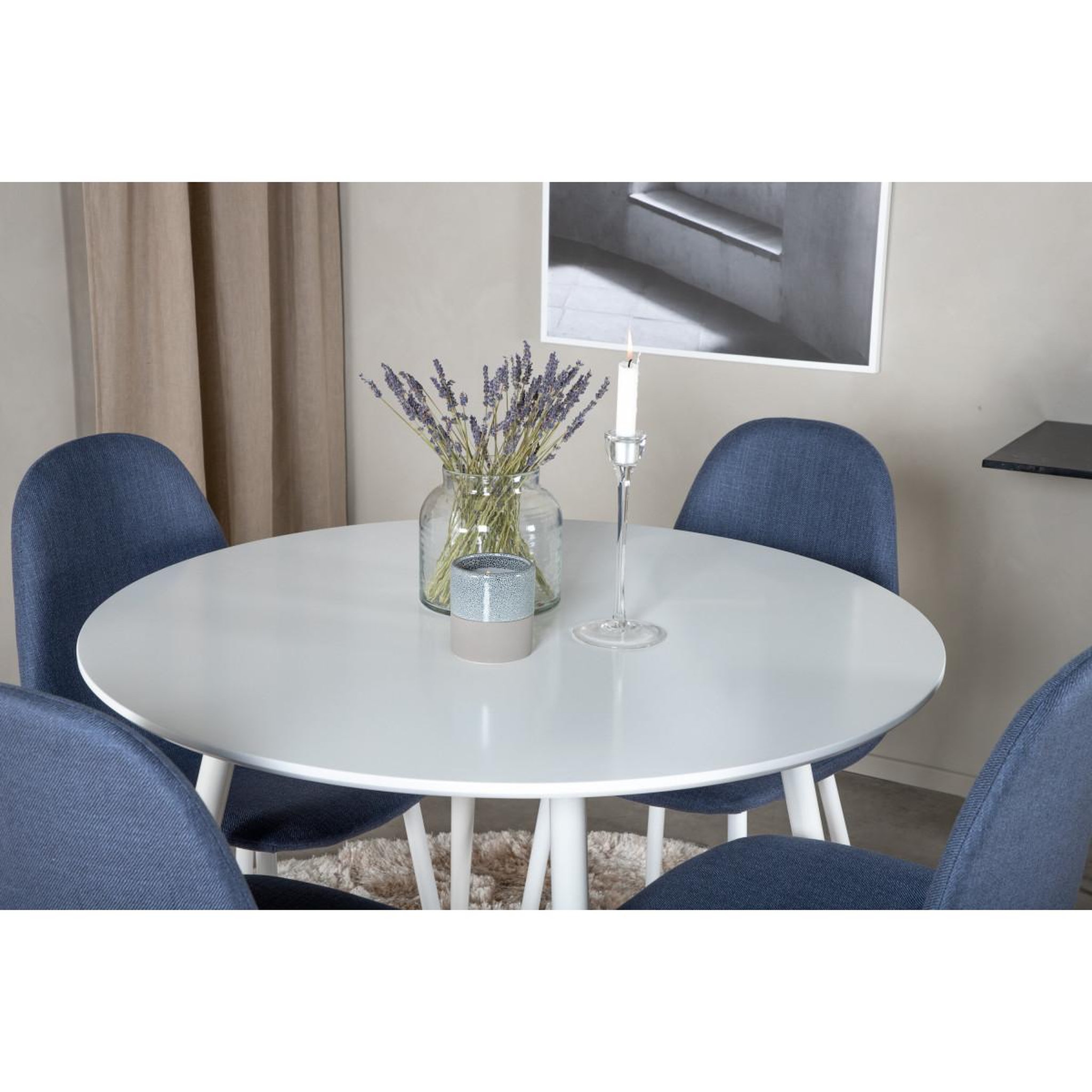 Voir la diapositive 6 : Paris Prix Ensemble table à manger & 4 chaises  plaza & polar  100cm blanc & bleu